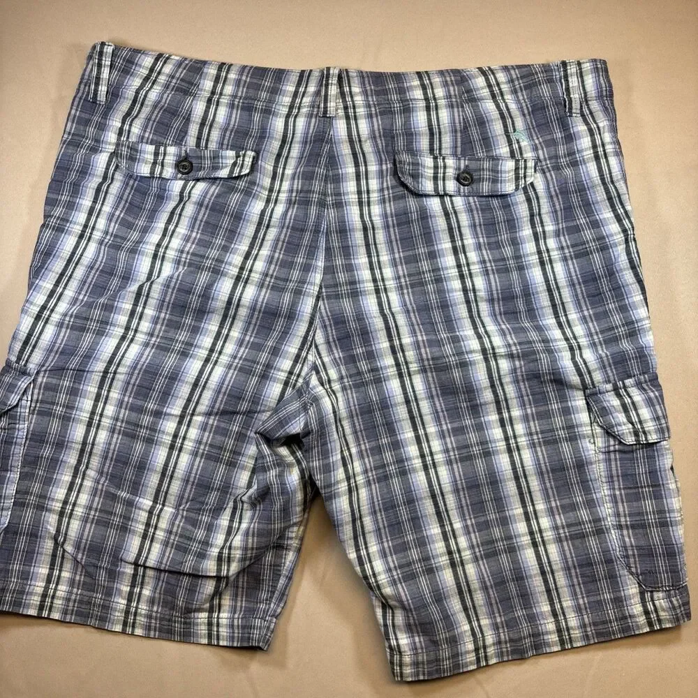 Tommy Bahama Relax‎ Chino Shorts Mens 42 Blue Check Plaid Cotton Casual 10”